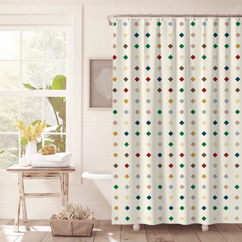 Colorful Polka Dot Shower Curtain Bathroom Waterproof Mildew-Proof Curtain Bathroom Toilet Bath Partition Curtain Curtain Blocking Cloth