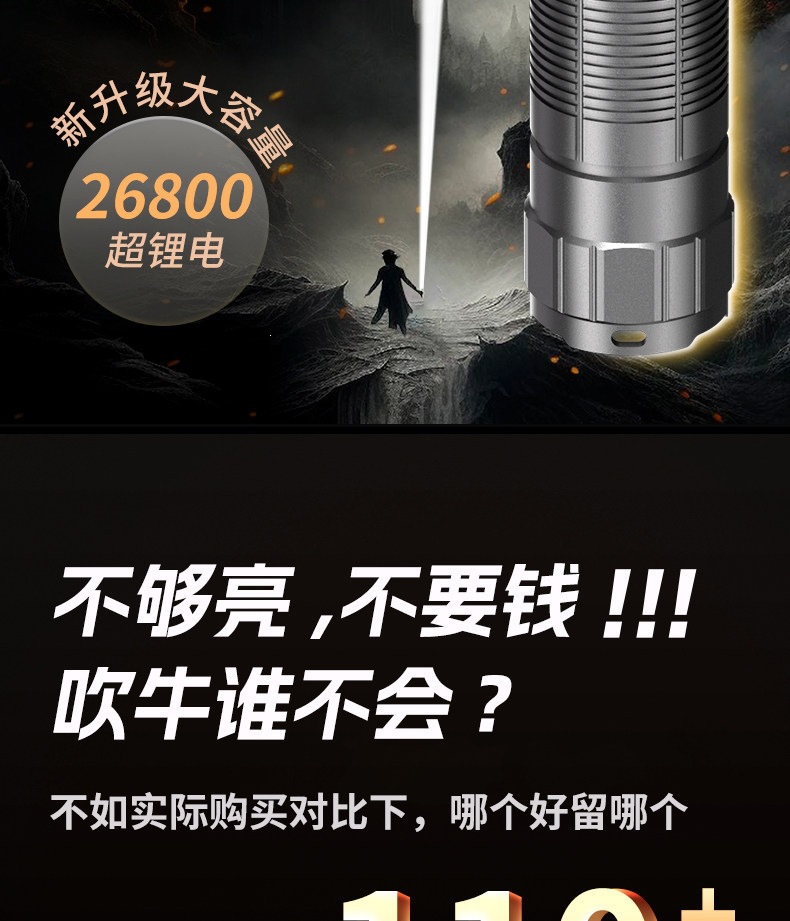 Mingjiu Tactical Laser Ultra-Bright Flashlight Rechargeable for Home and Outdoor Use, Long-Range, Compact, Portable, and with Ultra-Long Battery Life