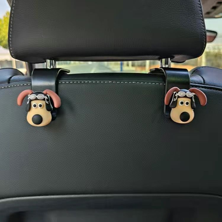Xiaohongshu mismo estilo jefe perro asiento trasero gancho coche 3D tridimensional coche asiento trasero almacenamiento Decoración
