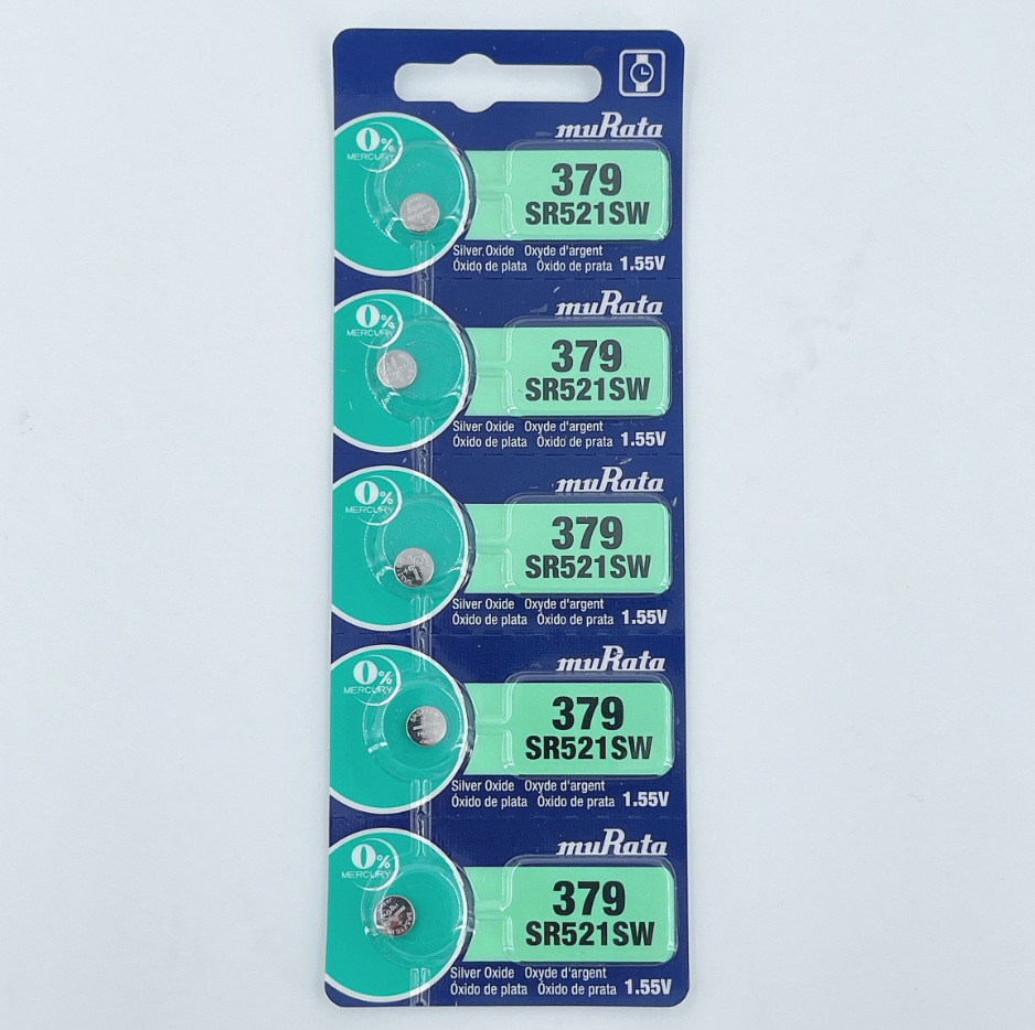 日本村田murata氧化银电池 手表纽扣电池 SR521SW 卡装379 AG0