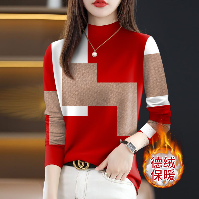 批发德绒打底衫2025新款秋冬爆款女士遮肚半高领时尚长袖一件代发|undefined