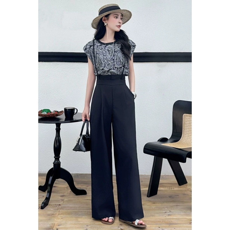 Повседневный женский комбинезон с высокой талией, модный и уменьшающий возраст летний новый комплект 2025 года, состоящий из топа для похудения и брюк на подтяжках.