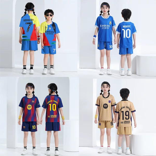 2526 New Season Children's Football Uniform Set Kindergarten and Primary School Students' Jerseys Group Purchase No. 7 C Ronaldo No. 10 Jersey