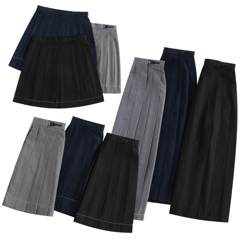 Solid color student pleated skirt