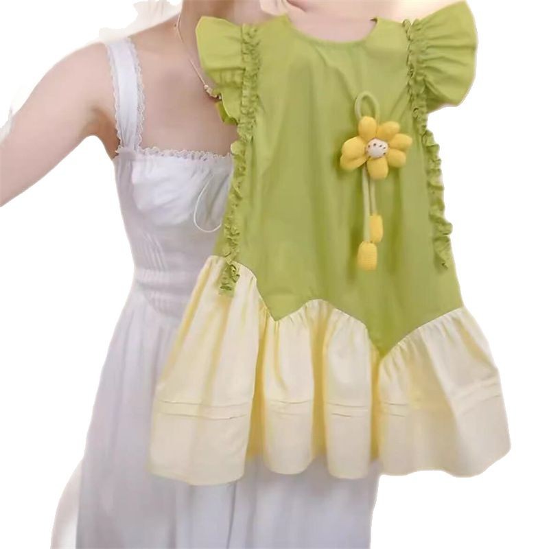 Xianning siete niñas vestido sin mangas verano nuevo estilo estilo occidental vestido de princesa para niños vestido de un año vestido de chaleco de verano