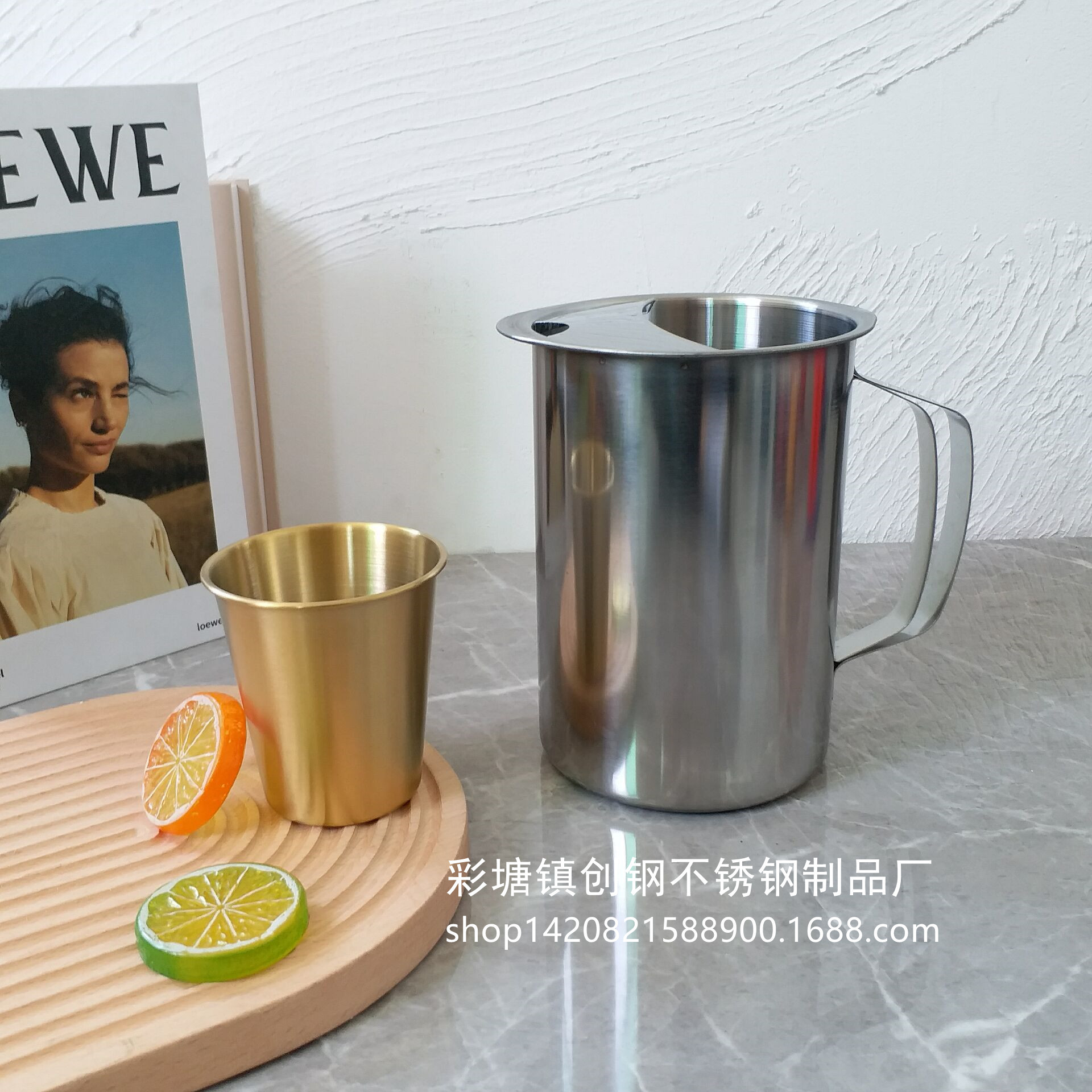 不锈钢冷水壶 加水壶奶壶酒店大容量果汁壶短嘴咖啡壶进出口冰壶