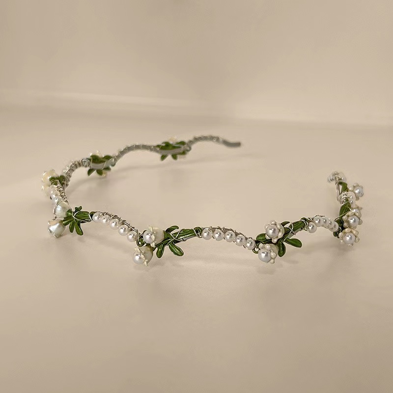 Women's Fairy Style Sweet Waves Flower Imitation Pearl Alloy Hair Band display picture 3