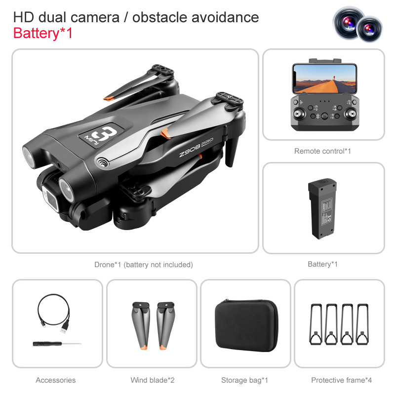 Z908MAXPRO transfronteriza de evitación de obstáculos UAV de doble cámara de fotografía aérea de posicionamiento de flujo óptico de juguete de aviones de control remoto sin escobillas