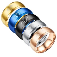 外貿8mm寬火影忍者標誌不鏽鋼啞光火影鈦鋼戒指潮男 廠家貨源批發