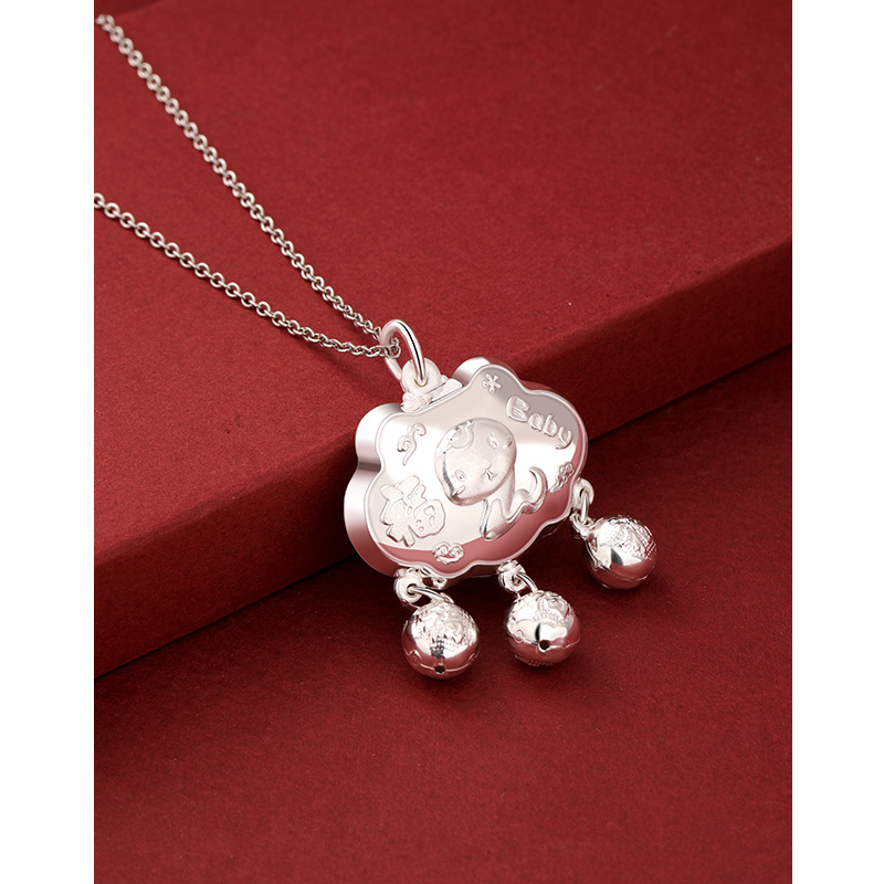 999 Sterling Silver Baby Long Life Lock Pies Silver Zodiac Dragon Snake Safety Lock Niños Luna Llena Baby Silver Lock