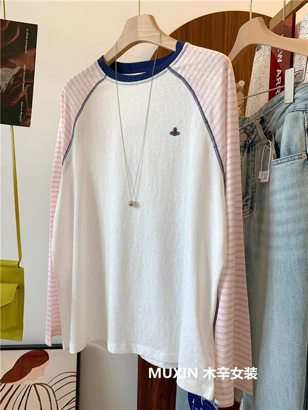 ファットmm 120kg 大きいサイズ夏軽量刺繍多用途ストライプスプライシングラグランスリーブルーズ日焼け止めTシャツレディーストップス|undefined