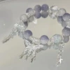 S168, фиолетовые бусины, бабочка, браслет