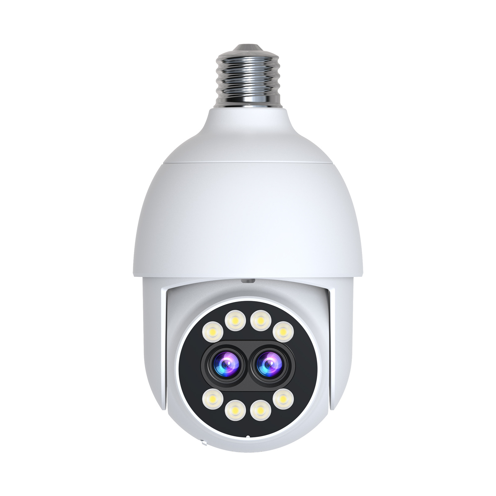 Cámara de Seguridad Tipo Bombilla E27 Doble Lente Zoom 5x de Plástico ABS para Exteriores