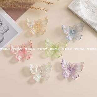 Dreamy Fairy-Style Color-Plated Realistic Iridescent Butterfly DIY Cream Glue Hairpin Hair Accessory Handmade Material-Free Accessory
