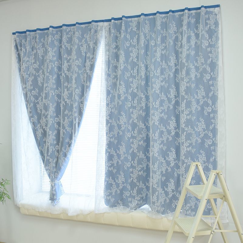 Hilo de flores + tela sombreada completa (azul))