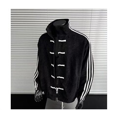新中式国风盘扣外套男春秋季设计感立领棒球服三条杠运动开衫夹克