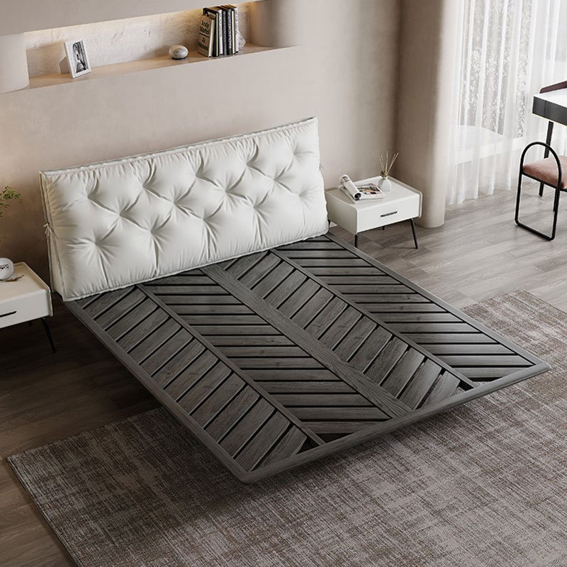 Cama de cuero genuino cama de suspensión moderna minimalista dormitorio principal cama de cuero tire de la hebilla bolsa suave cama de la boda de gama alta elegante cama doble 1,8 m