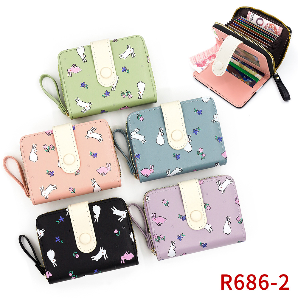 Nuevo estilo coreano de las mujeres cartera corta patrón de piedra moda hebilla de gran capacidad Multi-tarjeta monedero bolsa de identificación