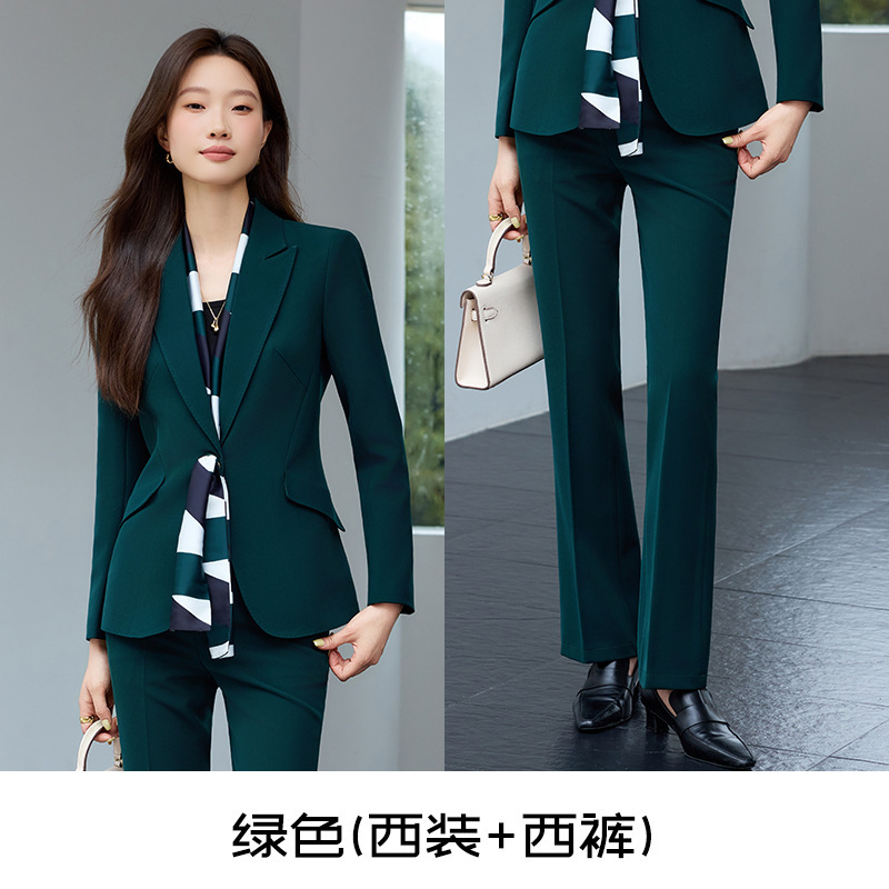 气质高级感黑色小西装外套女修身微喇裤职场女士干练商务西服套装|undefined