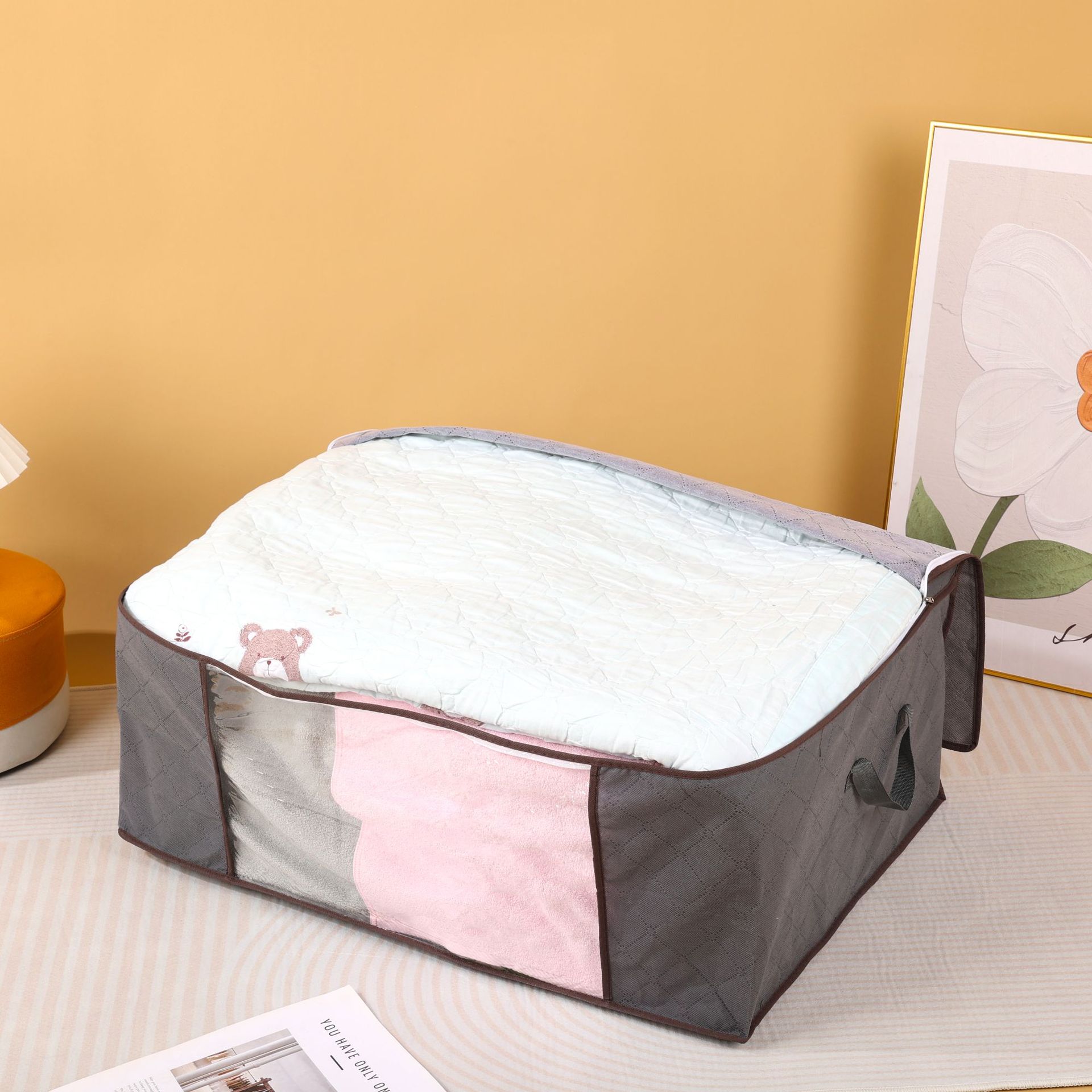 Cross-Border Amazon Quilt Storage Bag Transparent Window Clothes Storage Bag Moving and Organizing Home Quilt Storage Box