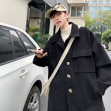 毛呢大衣男中长款呢子风衣秋季港风冬季西装感双面呢英伦外套