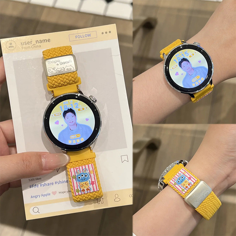 Suitable for Oppowatchx2Mini Sun Yingsha's Same Watch Cartoon Nylon Braided Magnetic Watch Strap Huawei Gt