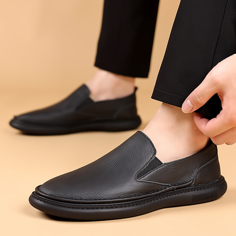 Capas de verano de cuero de vaca nuevos zapatos casuales de cuero de hombre transpirables zapatos de suela suave zapatos de hombre