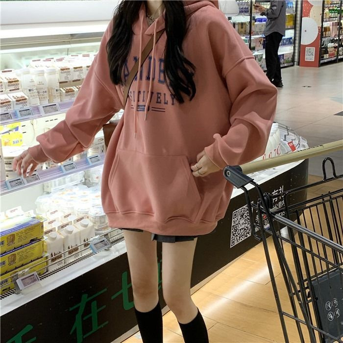 加绒加厚连帽卫衣女秋冬2025新款宽松韩版时尚学生外套长袖上衣潮|undefined