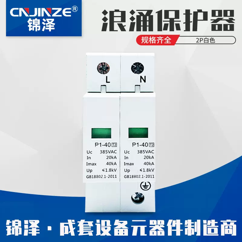 开关组合式电源避雷器浪涌保护器2P白色防雷电涌智能防雷