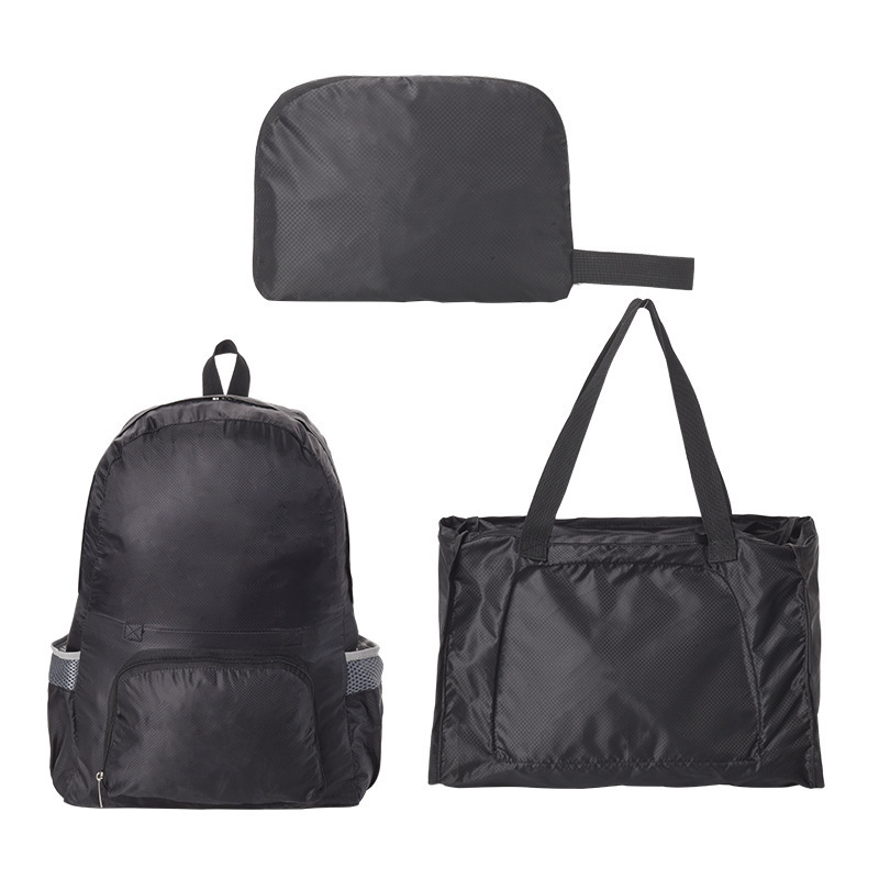 Black folding backpack, upgraded version
