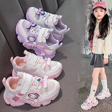 女童春秋双网运动鞋透气卡通休闲单鞋魔术贴小童宝宝鞋中童老爹鞋