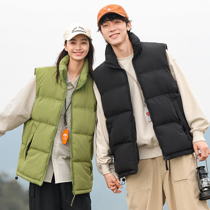 2023 Chaleco de otoño e invierno abrigo de pan de pareja sin mangas ligero cálido abrigo de algodón acolchado para hombres y mujeres chaleco grueso abrigo