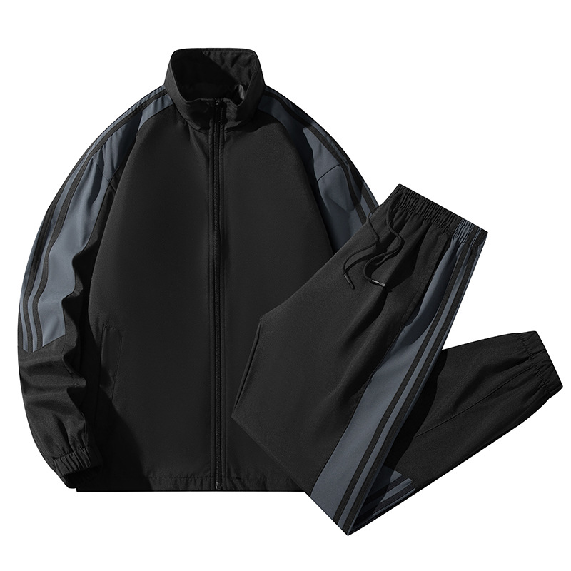 Traje deportivo de tres rayas para hombre, chaqueta informal de estilo coreano y pantalones largos, conjunto de dos piezas de exportación, talla grande.
