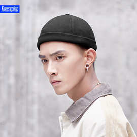 雅痞帽子男潮牌春夏季韩版圆顶复古嘻哈流氓瓜皮地主帽无檐帽个性