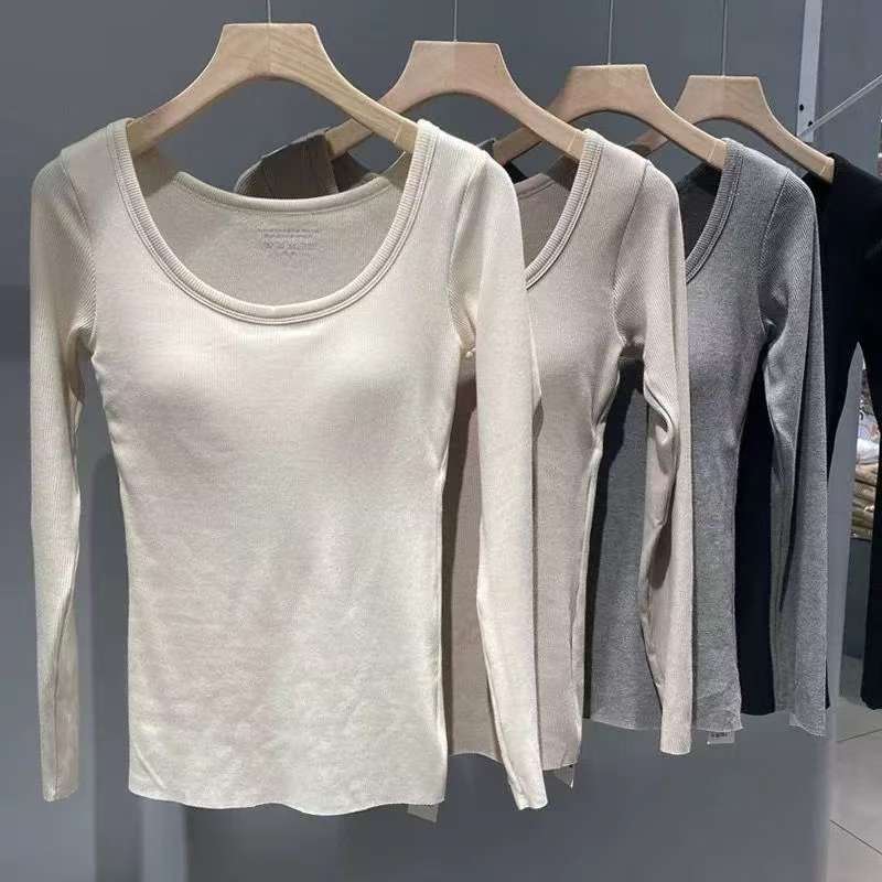 Women's Autumn and Winter Warm and Slim-Fitting Inner Wear with Padded Brushed Warm Round Neck Intimates Women's Autumn and Winter Warm and Slim-Fitting Inner Wear with Padded Brushed Warm Round Neck Intimates