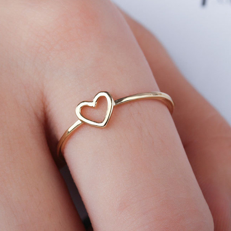 Heart Shape Pattern Women'S Gender Sweet Heart Shape Stainless Steel Hollow Out Rings