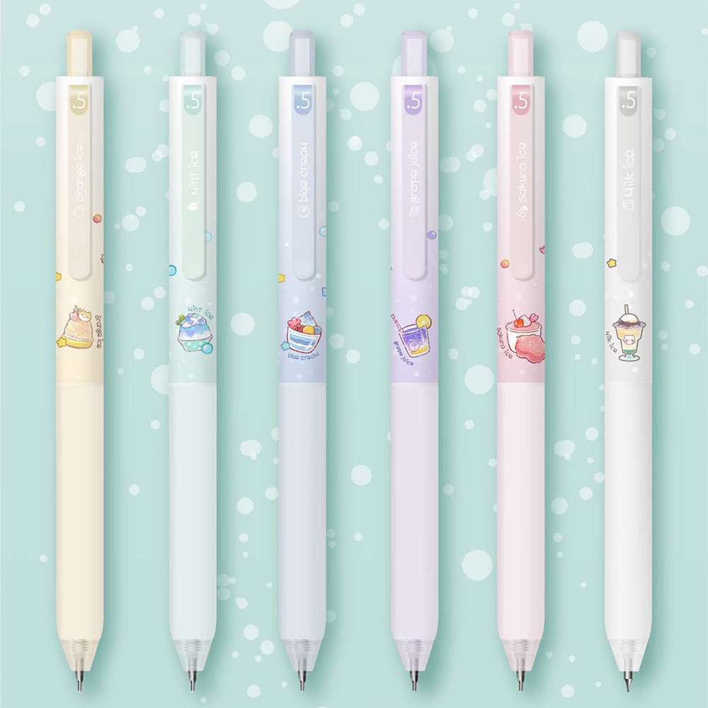 "Summer Cool 940 Rice Milk Tea Ice Cream Neutral Pen ST Fast Dry Girl Heart Quiz Sign Black Pen"
