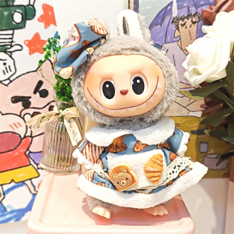 Labubu ベビー服ビニールラブブ 17 センチメートル人形かわいいドレスアップカジュアルスーツスカートぬいぐるみ服|undefined