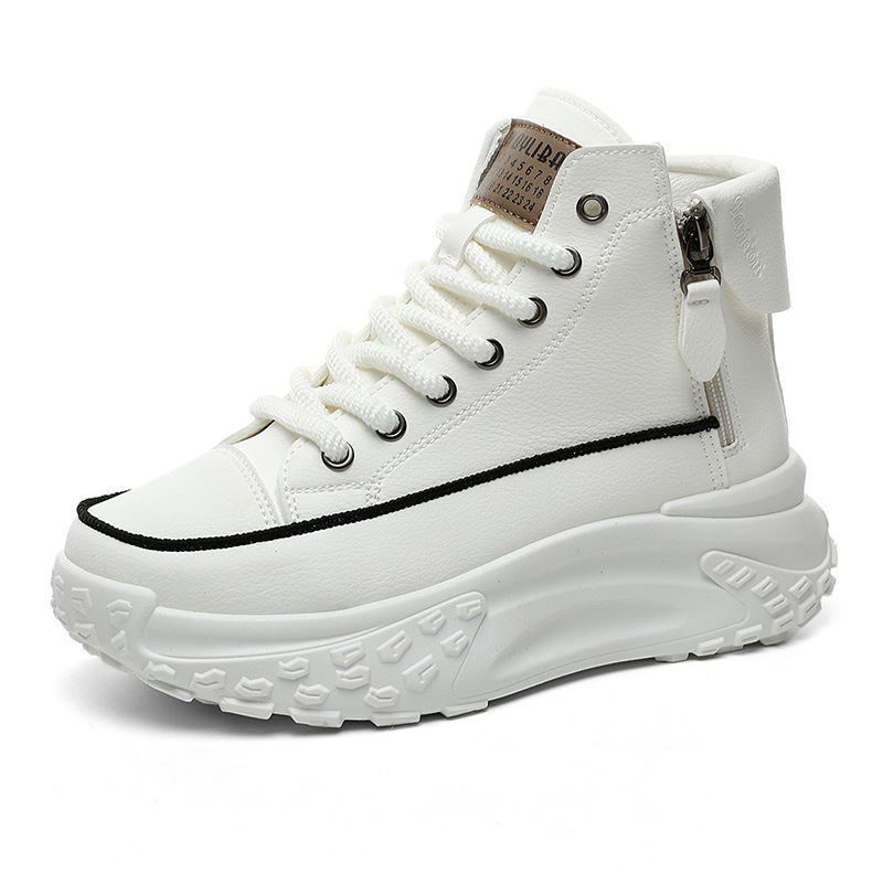 ZY0011 zapatos de alta altura para mujeres de otoño nuevos zapatos de mujer zapatos de cabeza redonda con suela gruesa de altura zapatos de skate casuales callejera