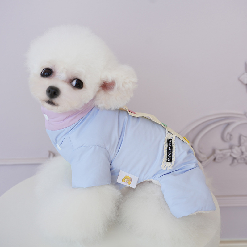 棒棒糖宠物秋冬新款爱心扣彩色棉套装四脚猫咪衣服保暖防水泰迪衣|undefined