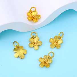 小花植物五叶花 强保色古法沙金保色电镀隔片串珠材料DIY金属辅料