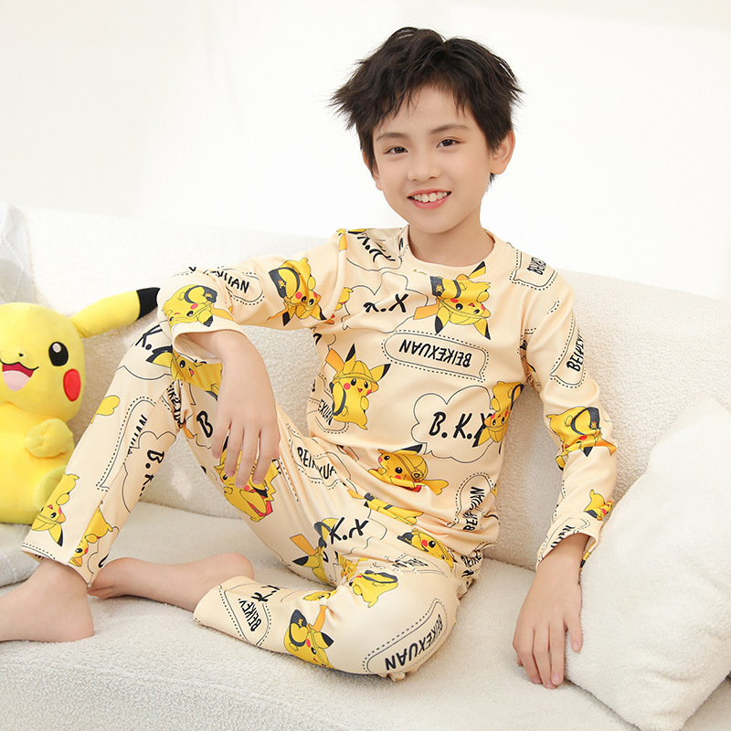 Autumn and Winter Children's De velvet underwear suit boys and girls autumn clothes long pants middle and big children's home wear baby pajamas warm clothes Autumn and Winter Children's De velvet underwear suit boys and girls autumn clothes long pants middle and big children's home wear baby pajamas warm clothes