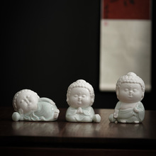 平安佛线香插 陶瓷禅意小和尚家用熏香炉立式线香座茶道佛堂摆件