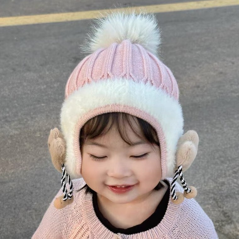宝宝帽子秋冬季婴儿毛线帽冬帽护耳帽婴幼儿针织帽可爱保暖秋冬款|undefined