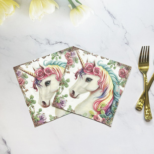 Spot Colorful Creative Theme Happy Birthday Printed Napkins Flower and Grass Holiday Napkins Wholesale