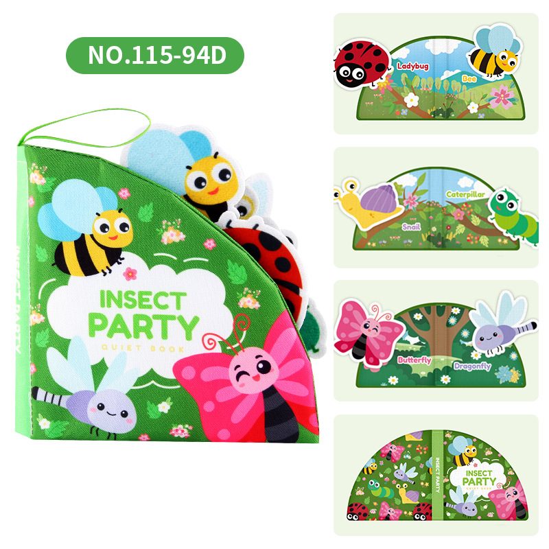 Libro de tela para bebés Velcro desgarrador libro animal marino frutas libro tridimensional puede morder libro de palma de la mano para niños pequeños