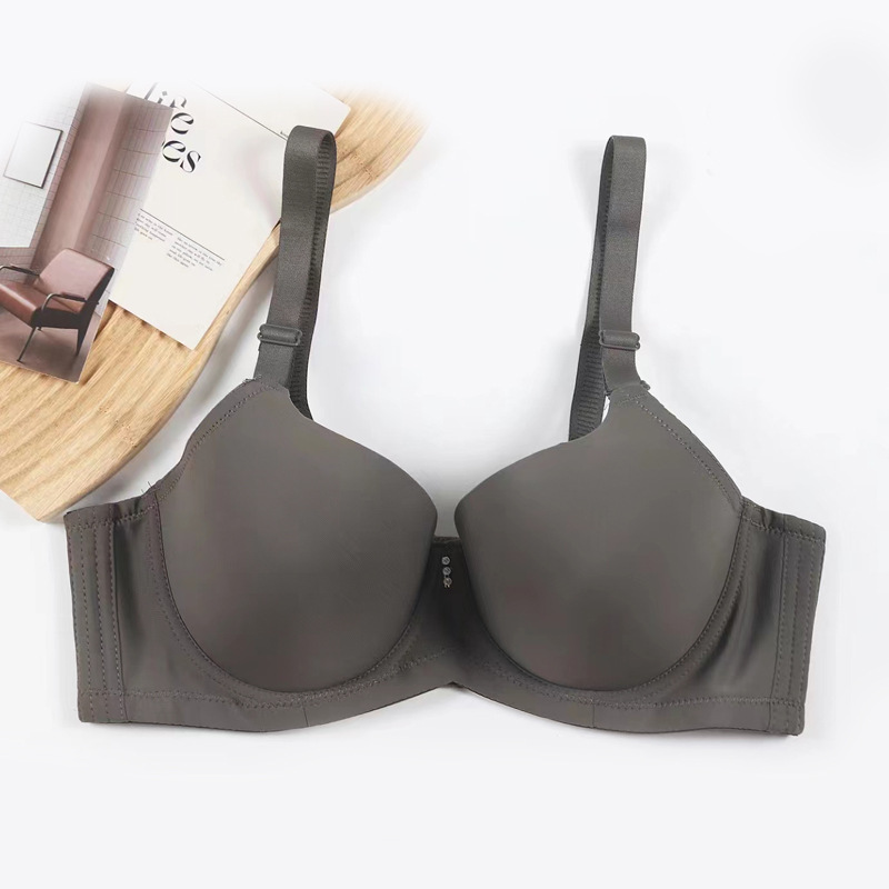 Sujetador de talla grande de comercio exterior al contado de fábrica, copa fina brillante sin costuras, con anillo de acero, tipo ajustable, colección de leche, ropa interior, mujer