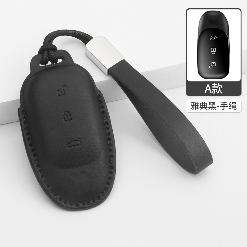 모델 A 이상적인 3버튼 [아테네 블랙 + 가죽 팔찌]