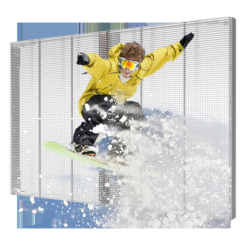 Pantalla transparente led Pantalla de molde de cristal led flexible Pantalla de publicidad led Sala de exposición Pantalla de rejilla exterior de vidrio a todo color