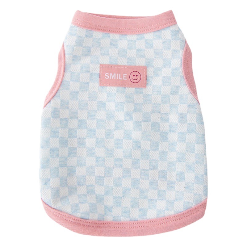 Chessboard Plaid chaleco gatito ropa primavera y verano británico corto Gato Azul marioneta gatito mascota perro de dos patas chaleco